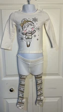 girls 18-24 mo GYMBOREE Outlet Gold Silver Fair Isle Snowflake Top & Tights RARE