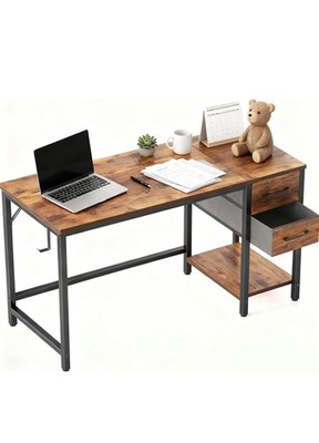 Moderner brauner Arbeitsschreibtisch 120x50cm mit Schubladen Büro Computertisch