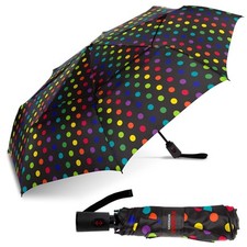 Tina Compact Umbrella, Folds to 11", 43" Arc, One-Hand Operation, Windproof u...