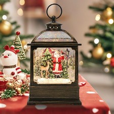 Christmas Snow Globe Lantern with Santa and Reindeer 8 Music Songs 6H Timer ...