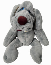 Vintage Wrinkles Dog Puppet Plush Gray Puppy Pup Blue Eye Heritage Ganz Bros 80s