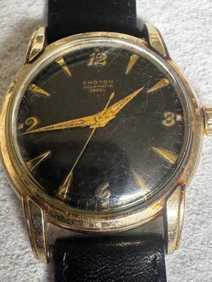 Vintage Croton Aquamatic 360EL Black Dial  Watch
