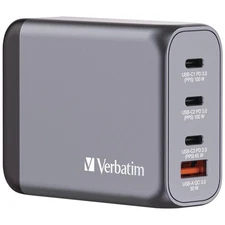 Verbatim 32202 100 W 4-Port GaN Wall Charger - Black/Gray New