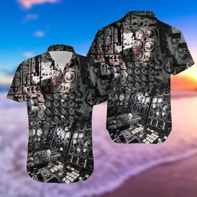 Amazing Cockpit Airplane Pilot Cool Design   Aloha Hawaiian Shirt
