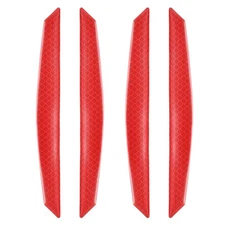 4pcs Car Reflective Trim Side Marker Sticker Automotive Reflector Guard, Red