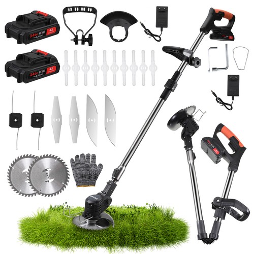 Electric Cordless Grass String Trimmer Lawn Edger Weed Wacker Cutter + 2 Battery - Picture 2 of 19