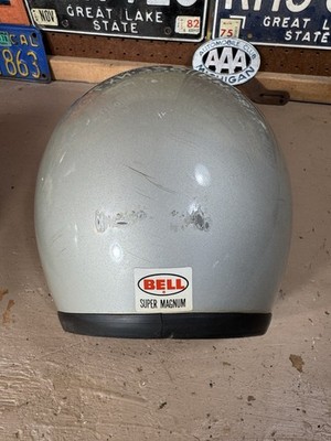 Vintage Bell SUPER MAGNUM 1970 Helmet Size 7 1/8 (S/M) Silver | eBay
