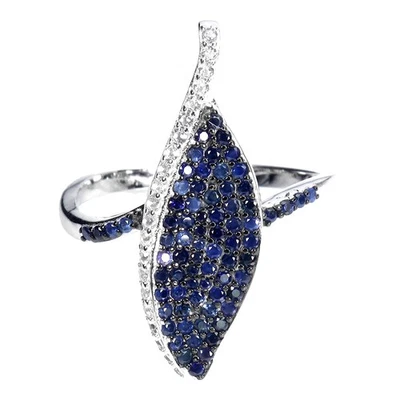 925 Sterlingsilber Ring Blauer Saphir Rund Diamantschliff Topas Edelstein Größe - Bild 1 von 4