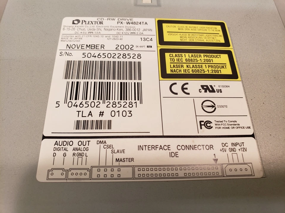 Unidad interna IDE Plextor CD-RW beige PX-W4824TA retro vintage *probada Foto 4 de 4