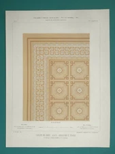 PARQUET FLOOR Oak Mahogany Maple M. Blumer of Strasbourg - 1845 COLOR Print