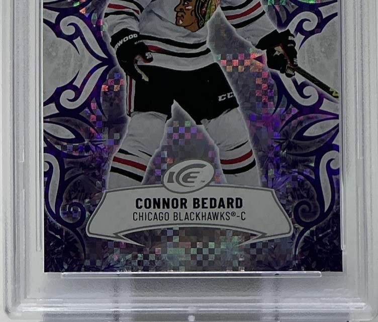 Connor Bedard PSA 10- 2024 Upper Deck ICE ‘Purple’ -Blackhawks Phenom view 3