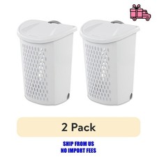 2 pack Sterilite Ultra Wheeled Hamper, Plastic Laundry Hamper with Wheels for
