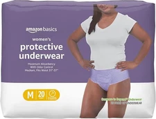 Amazon Basics Women's Incontinence Underwear, Maximum, Medium, 20 Ct - FAST SHIP