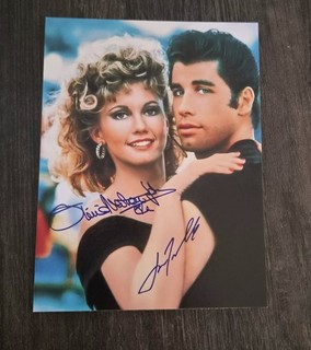 JOHN TRAVOLTA OLIVIA NEWTON JOHN GREASE TOLLES FAN AUTOGRAMM TOP