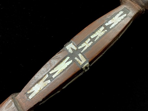ANTIQUE SOLOMON ISLANDS WALKING STICK with SHELL INLAY HANDLE 43" - Picture 12 of 13