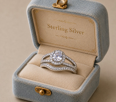 S925 STERLINGSILBER 2 RING STAPEL SET KLASSISCH ELEGANT STRAHLEND NEU ALLE GRÖßEN