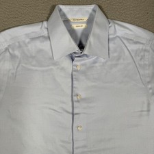 Suitsupply Shirt Mens 15.75 40 Blue Slim Fit Traveler Dress Cotton Button Up