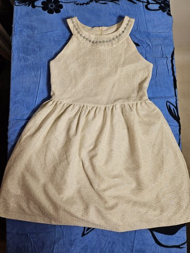 Marmellata Special Occasion Girl's Cream Silver Sleeveless Formal Dress Size 12 - Picture 9 of 13