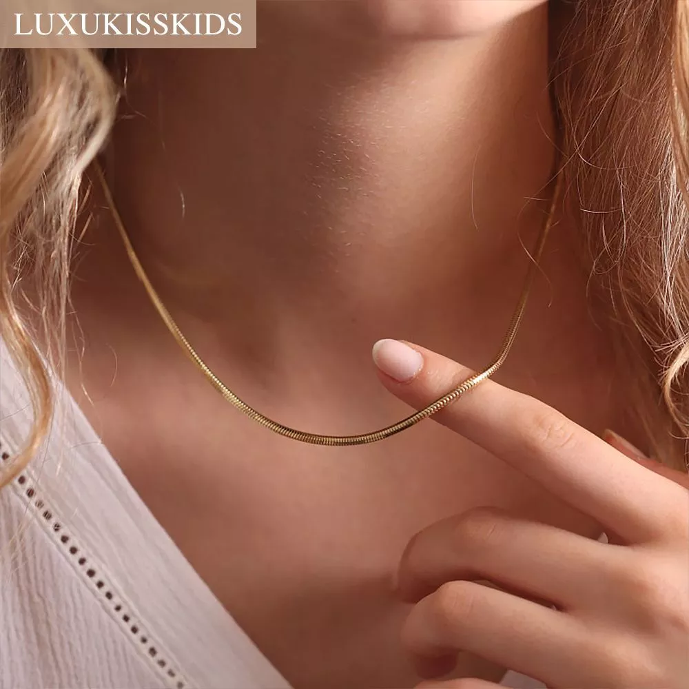 1 5mm Snake Chain Necklaces Gold Silver Color Chains Men Women