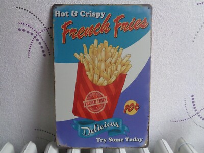 METALLPLATTE FRITES FRITES 20 X30 CM KEINE ALTE EMAILLIERTE PLATTE