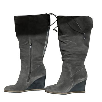 Franco Sarto suede Boots grey/taupe! Wide calf! and zipper!