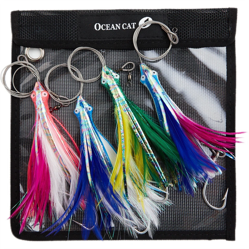 OCEAN CAT Saltwater Trolling Lure Bag Teaser Chain Fishing Lure FullyRigged Hook