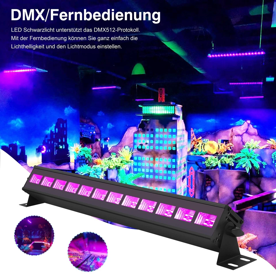 4X 72W UV Beleuchtung Schwarzlicht mit Fernbedienung LED Bar DJ Disco Partylicht - Bild 3 von 4