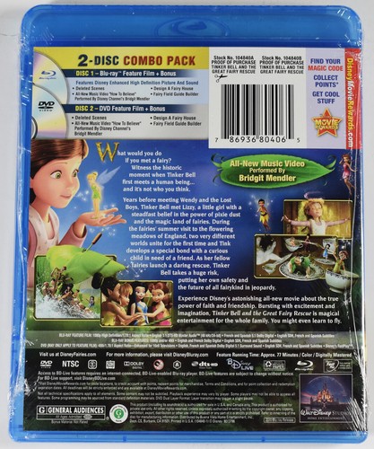 Disney TINKERBELL AND THE GREAT FAIRY RESCUE Blu Ray DVD COMBO BRAND NEW Sealed - Picture 3 of 3