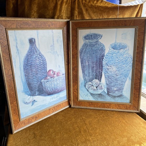 2x Enormi Vaso Ciotole Frutta Incorniciate Stile Olio Stampe Vintage Stile Olio Antico Spagnolo - Foto 9 di 18