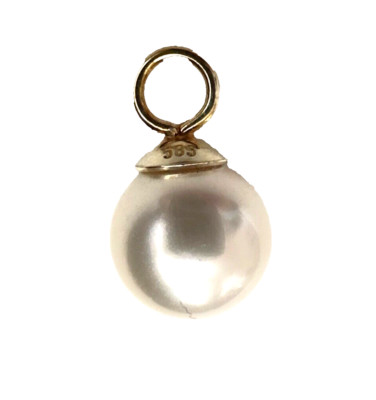 MK Perle weiß 585 er Gelbgold Südsee Muschelkernperle Perlenanhänger 1,4 cm