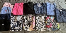 Womens Medical Scrubs Mixd Lot 13 Pc. 9 Tops  4 Bottoms 9 XS, 3 S, 1 XSP      