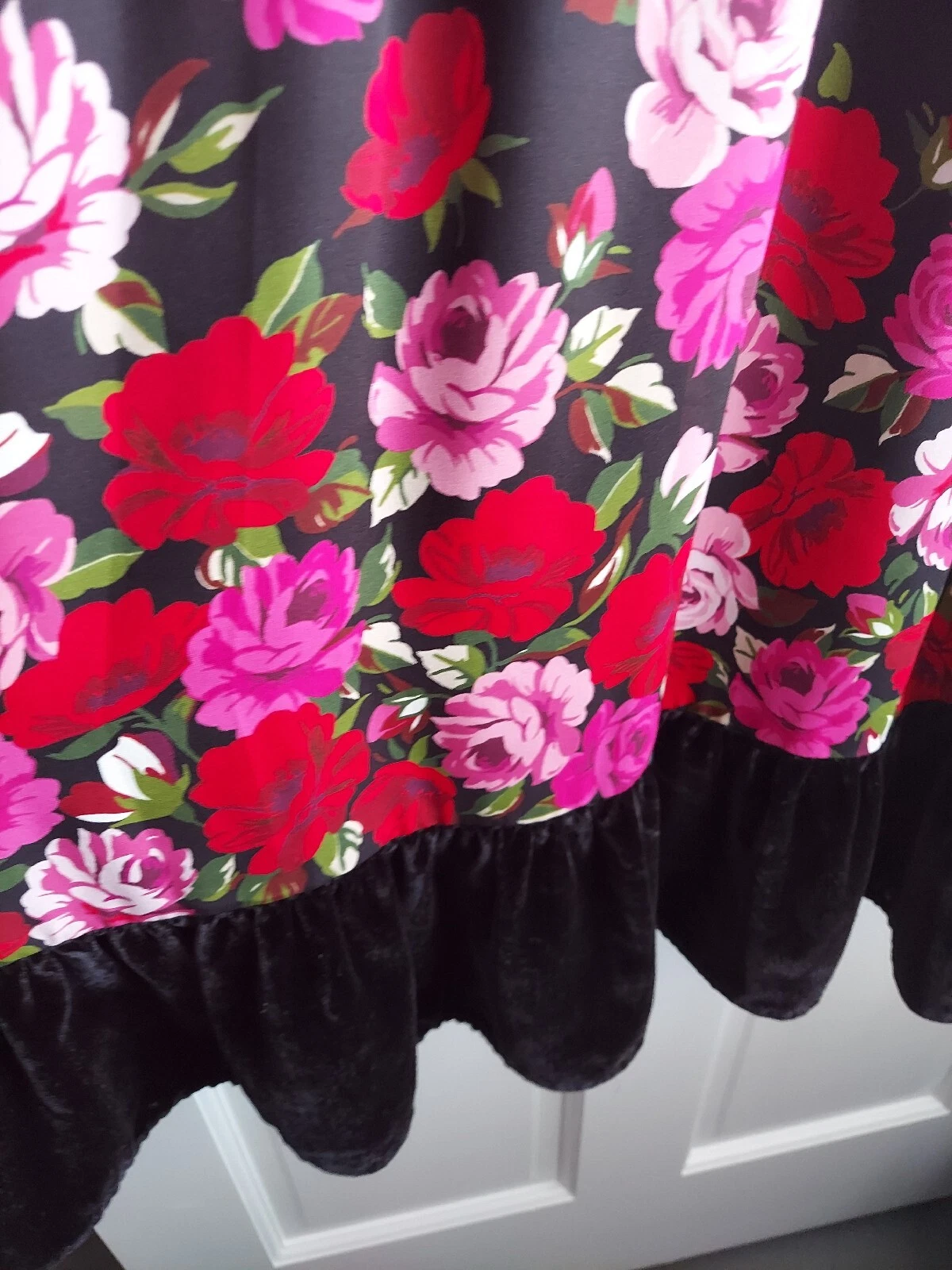 Abito donna Kate Spade Madison Avenue taglia 6 seta con orlo in velluto floreale