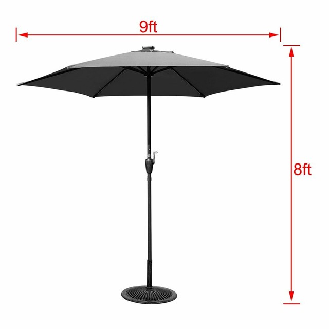 Outdoor Basic 9 Ft Patio Umbrella Solar Powered Led Lighted Fade Resistant Table For Sale Online Ebay