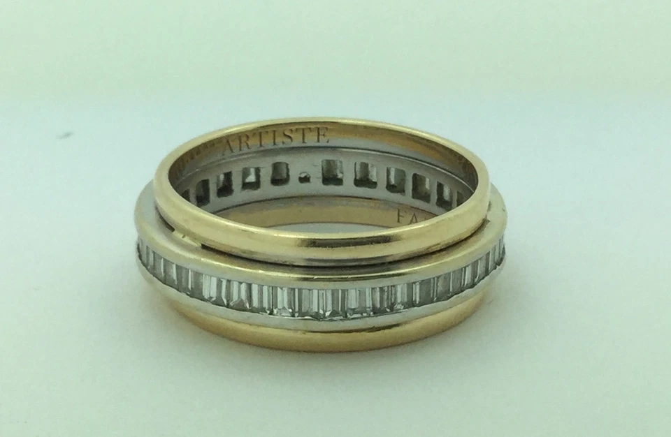 Anel de ouro amarelo 14K feminino designer Scott Kay ARTISTIE diamante tamanho 7 - Imagem 2 de 4