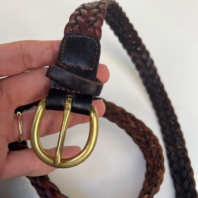 Coach Vtg Mocha Braided Leather Belt Sz 42‎ Brass Buckle Classic Neutral Coach | Accessories | Vintage Coach Braided Leather Mocha  main image 4