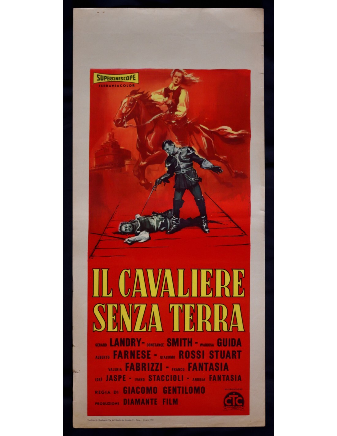 Locandina originale film Il cavaliere senza terra (1959) - Regia di Giacomo Gentilomo
