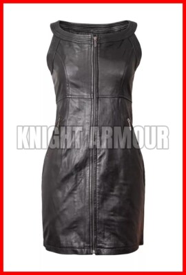 100% GENUINE REAL SHEEP LEATHER LADIES WOMAN SKATER COCKTAIL PARTY DRESS