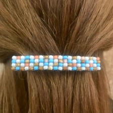 Multi Color French Barrette, Blue, Peach, White, 80mm