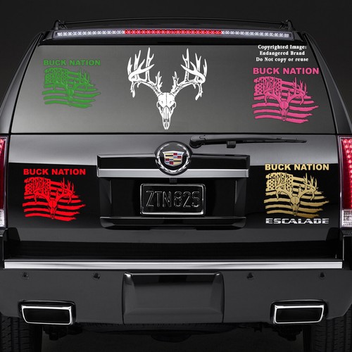 Antlers Skull Buck 2nd Design Horn Whitetail Mule Rifle Bow Hunt Sticker Decal - Picture 2 of 11