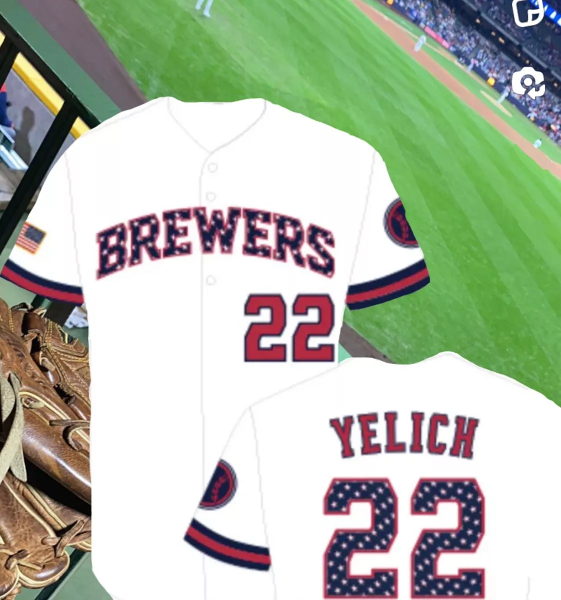 2023 BREWERS CHRISTIAN YELICH PATRIOTIC JERSEY SGA 5/27 SIZE XL