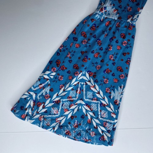 GB Girls Blue & White Long Bell Sleeve Boho Dress w/ Red Floral; Size Medium - Picture 3 of 7