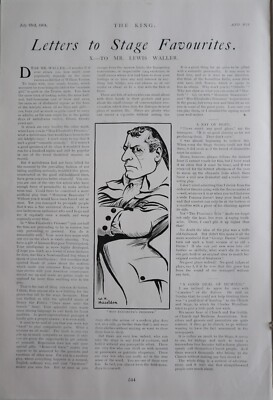 1904 DRUCK THEATER BÜHNENFAVORITEN MR LEWIS WALLER - MISS ELIZABETH'S GEFANGENER