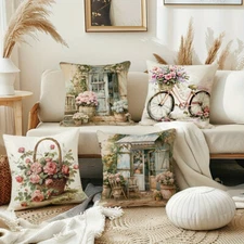 4 Piece Vintage Rustic Floral Pillowcases Home Decor