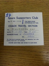 09/11/1982 Tottenham Hotspur Coach Ticket: Gillingham v Tottenham Hotpsur [Footb