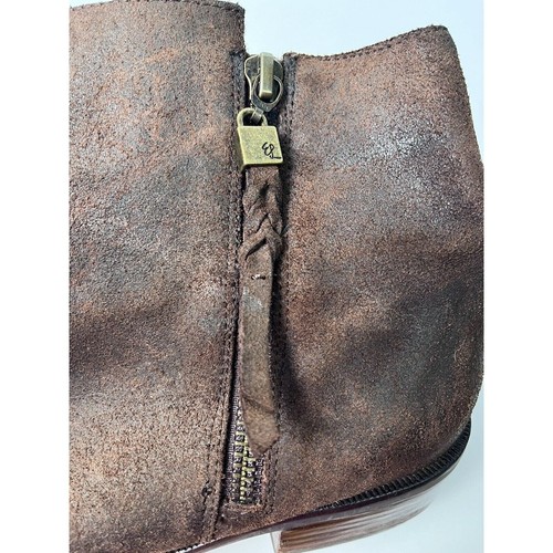 Elliot Lucca Anthropologie Rosaria Brown Leather Ankle Zip Boot Bootie Size 8 - Picture 12 of 14