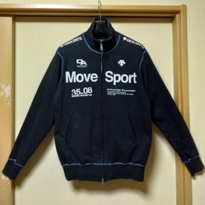 ほぼ新古品 DESCENTE  Move Sports ウエア サイズ M DESCENTE Move Sports Sweat Jacket Black Stand Collar Logo JP S(US