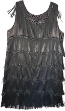 Vintage Black 1920s Flapper Style Costume Dress Distinctive Costume Co Women 2XL