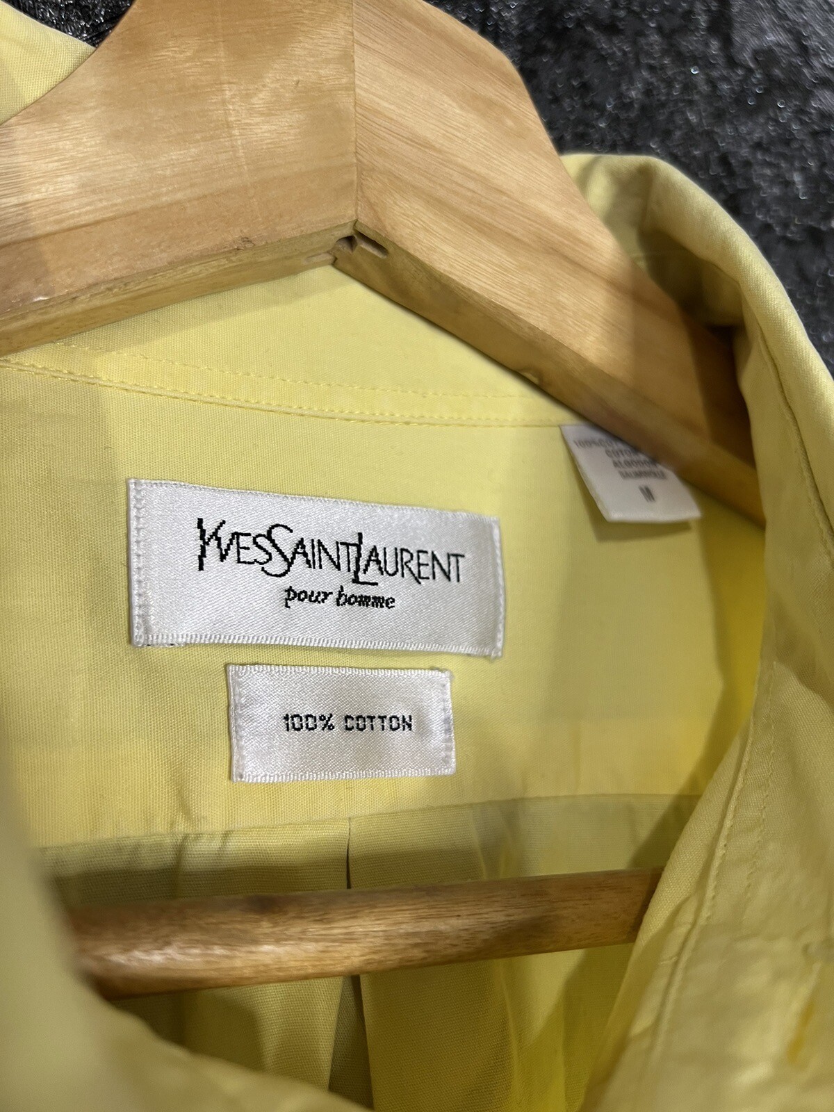 Camicia uomo vintage Yves Saint Laurent gialla con bottoni manica corta YSL