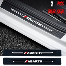 2 Pcs For Fiat 500 Abarth Carbon Fiber Leather Car Door Sill Protector Sticker