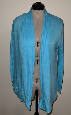 J. Jill Love Linen Cardigan Sweater 100% linen Lightweight Knit Light Blue